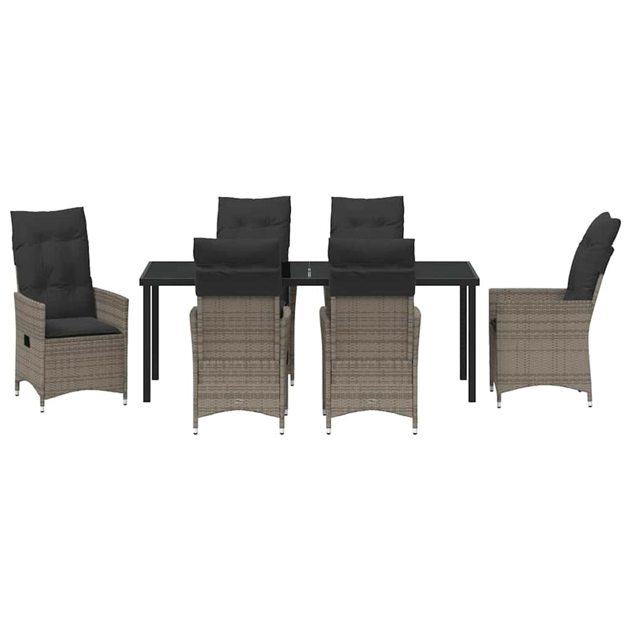 Garden Dining Set 7 pcs Grey Poly Rattan