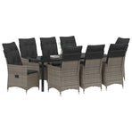 Garden Dining Set 9 pcs Grey Poly Rattan