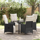 Garden Dining Set with Cushion 5 pcs Black Poly Rattan