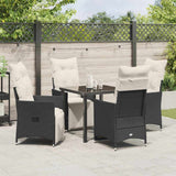 Garden Dining Set with Cushion 5 pcs Black Poly Rattan - Top-Down View