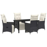 Garden Dining Set with Cushion 5 pcs Black Poly Rattan
