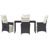 Garden Dining Set with Cushion 5 pcs Black Poly Rattan - Close-Up Angle