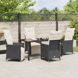 Garden Dining Set with Cushion 5 pcs Black Poly Rattan - Top-Down View
