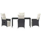 Garden Dining Set with Cushion 5 pcs Black Poly Rattan - Close-Up Angle