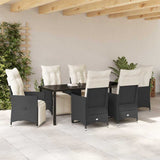 Garden Dining Set with Cushion 7 pcs Black Poly Rattan