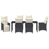 Garden Dining Set with Cushion 7 pcs Black Poly Rattan