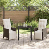 Garden Dining Set with Cushion 3 pcs Brown Poly Rattan - Top-Down View