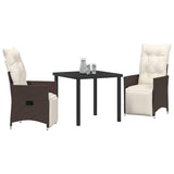 Garden Dining Set with Cushion 3 pcs Brown Poly Rattan