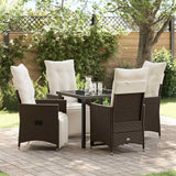Garden Dining Set with Cushion 5 pcs Brown Poly Rattan