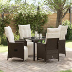 Garden Dining Set 5 pcs Brown Poly Rattan