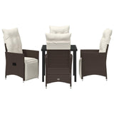 Garden Dining Set with Cushion 5 pcs Brown Poly Rattan - Close-Up Angle