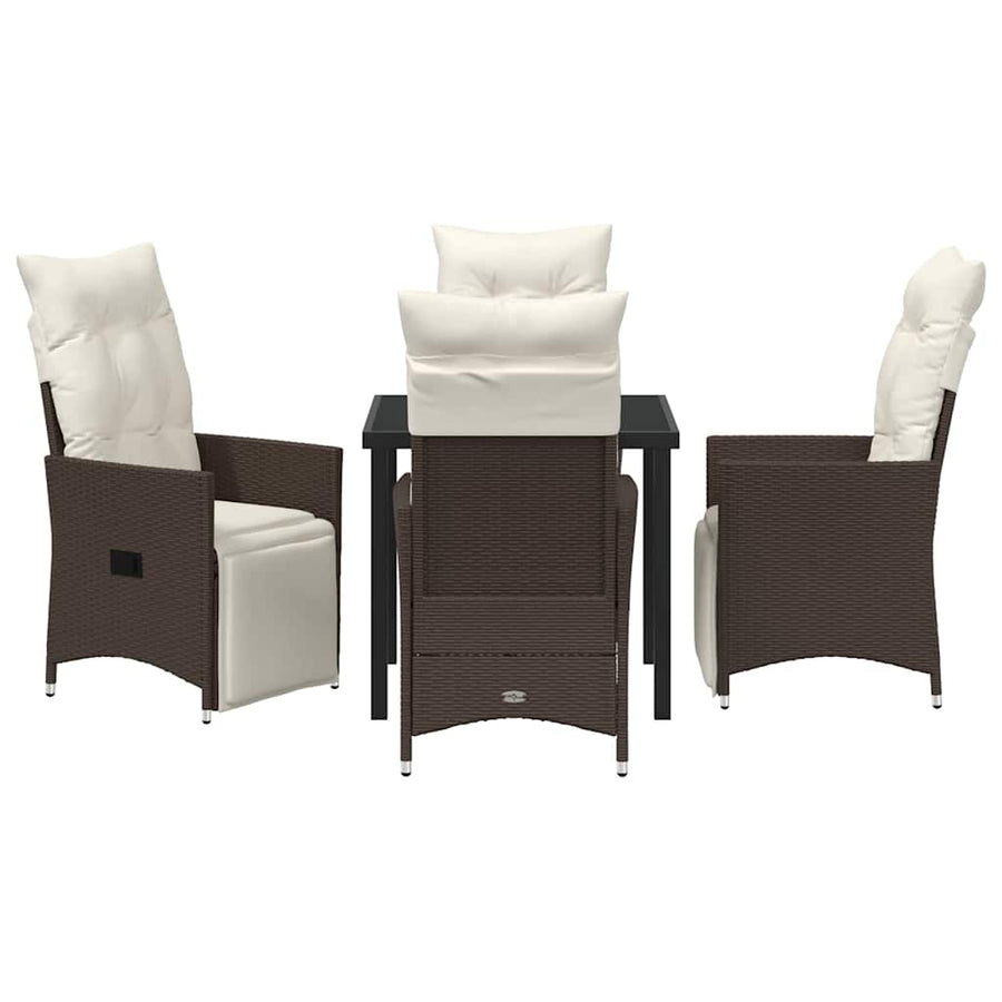 Garden Dining Set 5 pcs Brown Poly Rattan