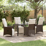 Garden Dining Set with Cushion 5 pcs Brown Poly Rattan