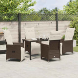 Garden Dining Set with Cushion 5 pcs Brown Poly Rattan - Top-Down View