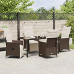 Garden Dining Set 5 pcs Brown Poly Rattan