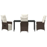 Garden Dining Set with Cushion 5 pcs Brown Poly Rattan - Close-Up Angle