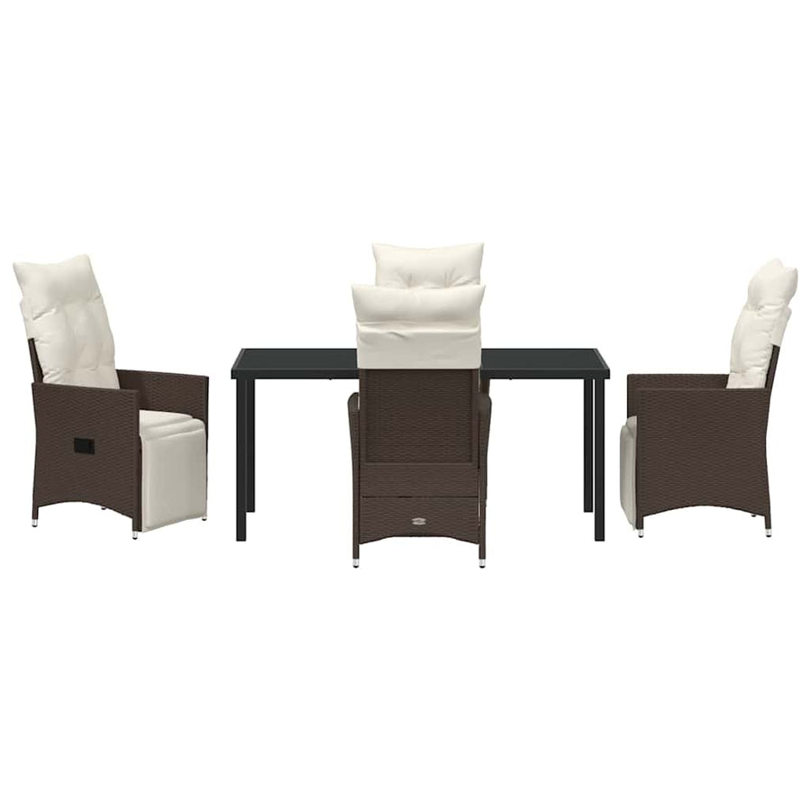Garden Dining Set 5 pcs Brown Poly Rattan