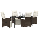 Garden Dining Set with Cushion 5 pcs Brown Poly Rattan - Side View