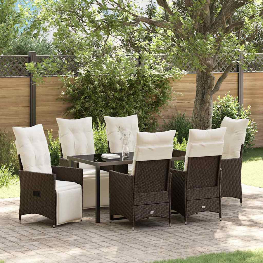 Garden Dining Set 7 pcs Brown Poly Rattan