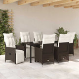 Garden Dining Set with Cushion 7 pcs Brown Poly Rattan