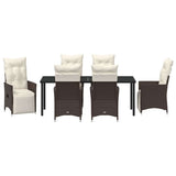 Garden Dining Set with Cushion 7 pcs Brown Poly Rattan