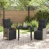 Garden Dining Set with Cushion 3 pcs Grey Poly Rattan - Top-Down View
