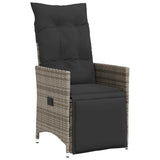 Garden Dining Set with Cushion 3 pcs Grey Poly Rattan