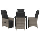 Garden Dining Set with Cushion 5 pcs Grey Poly Rattan - Close-Up Angle
