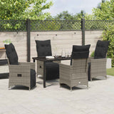 Garden Dining Set with Cushion 5 pcs Grey Poly Rattan - Top-Down View
