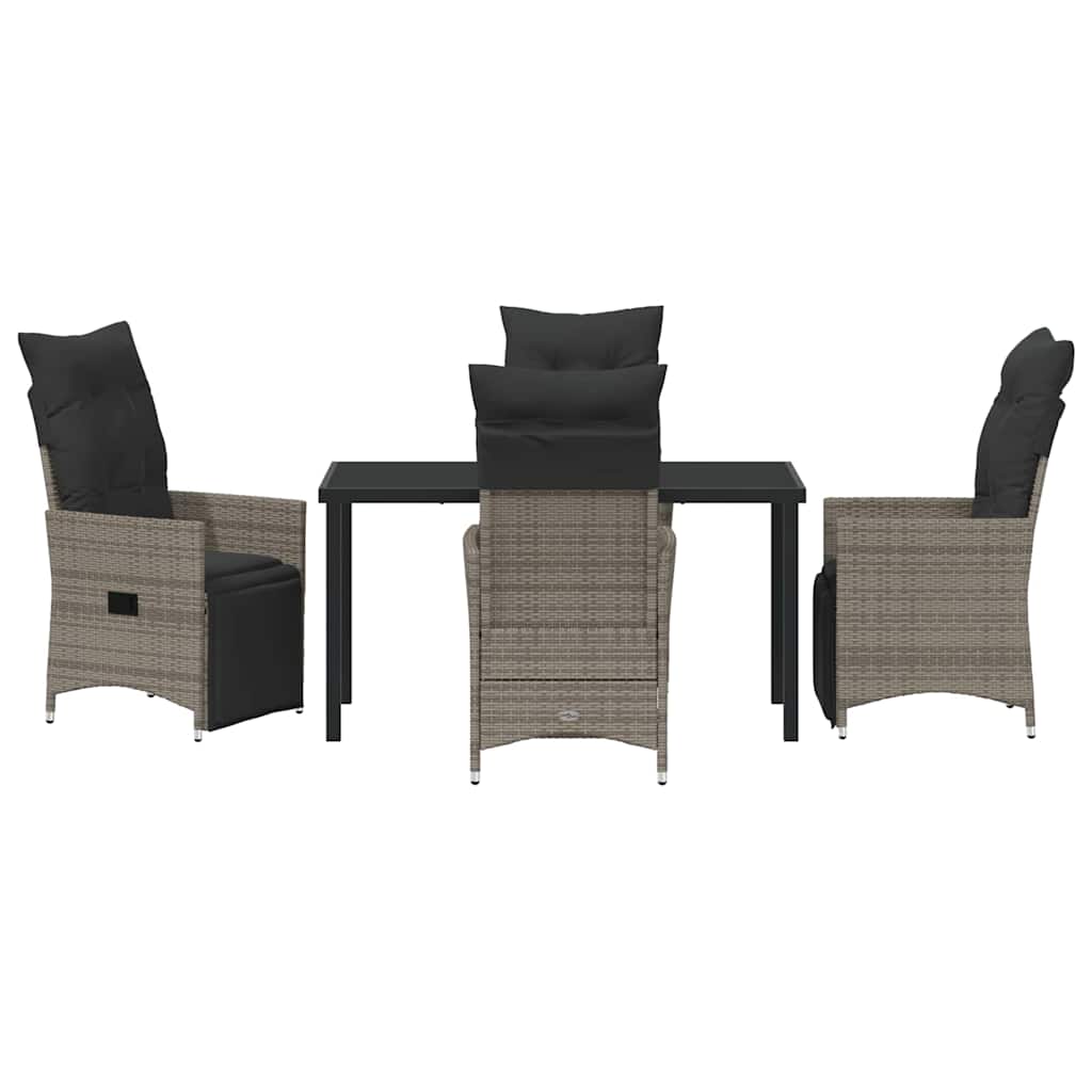 Garden Dining Set with Cushion 5 pcs Grey Poly Rattan
