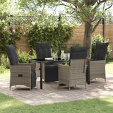 Garden Dining Set with Cushion 5 pcs Grey Poly Rattan