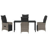 Garden Dining Set with Cushion 5 pcs Grey Poly Rattan