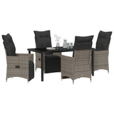 Garden Dining Set with Cushion 5 pcs Grey Poly Rattan