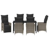 Garden Dining Set with Cushion 7 pcs Grey Poly Rattan