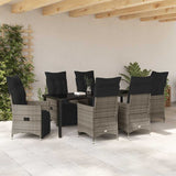 Garden Dining Set with Cushion 7 pcs Grey Poly Rattan - Top-Down View