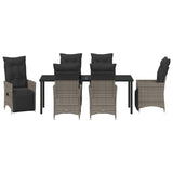 Garden Dining Set with Cushion 7 pcs Grey Poly Rattan