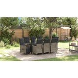 Garden Dining Set with Cushion 9 pcs Grey Poly Rattan