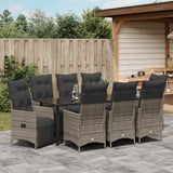 Garden Dining Set with Cushion 9 pcs Grey Poly Rattan - Top-Down View