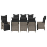 Garden Dining Set with Cushion 9 pcs Grey Poly Rattan - Close-Up Angle