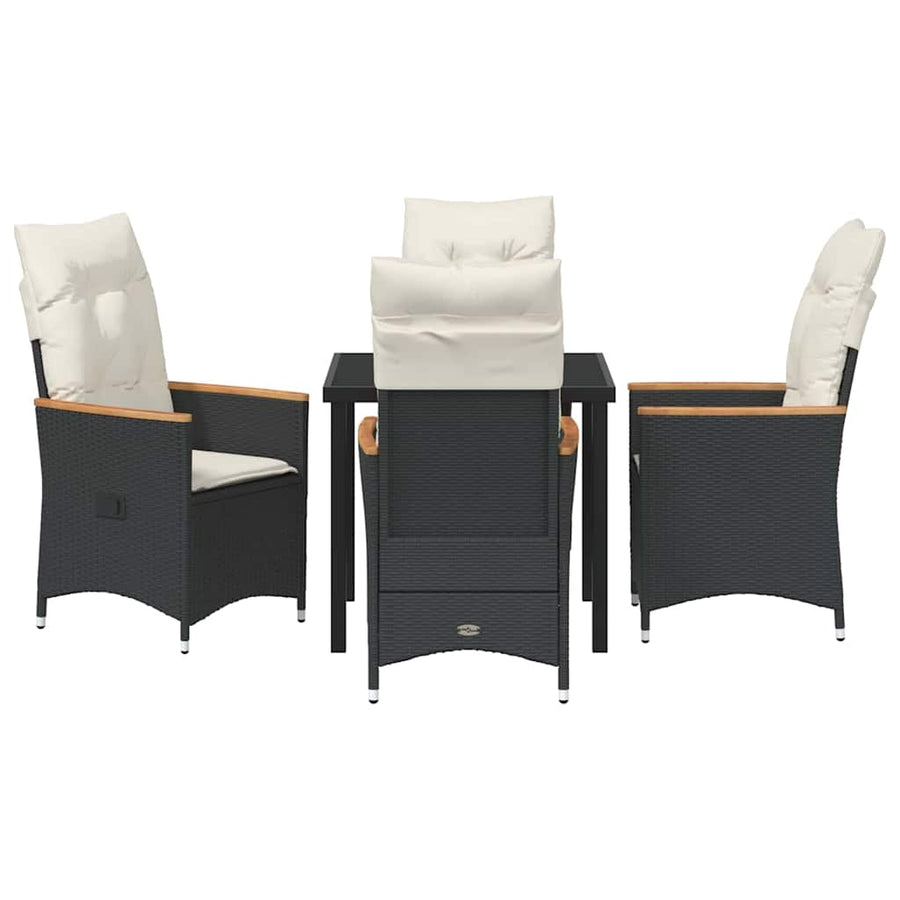 Garden Dining Set 5 pcs Black Poly Rattan