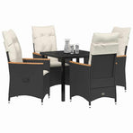 Garden Dining Set 5 pcs Black Poly Rattan