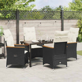 Garden Dining Set with Cushion 5 pcs Black Poly Rattan - Top-Down View