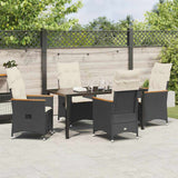 Garden Dining Set with Cushion 5 pcs Black Poly Rattan - Top-Down View