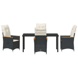 Garden Dining Set with Cushion 5 pcs Black Poly Rattan - Close-Up Angle