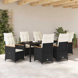 Garden Dining Set with Cushion 7 pcs Black Poly Rattan