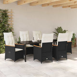 Garden Dining Set with Cushion 7 pcs Black Poly Rattan