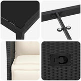 Garden Dining Set with Cushion 3 pcs Black Poly Rattan - Extra Image