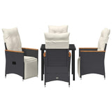 Garden Dining Set with Cushion 5 pcs Black Poly Rattan - Close-Up Angle