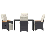 Garden Dining Set with Cushion 5 pcs Black Poly Rattan