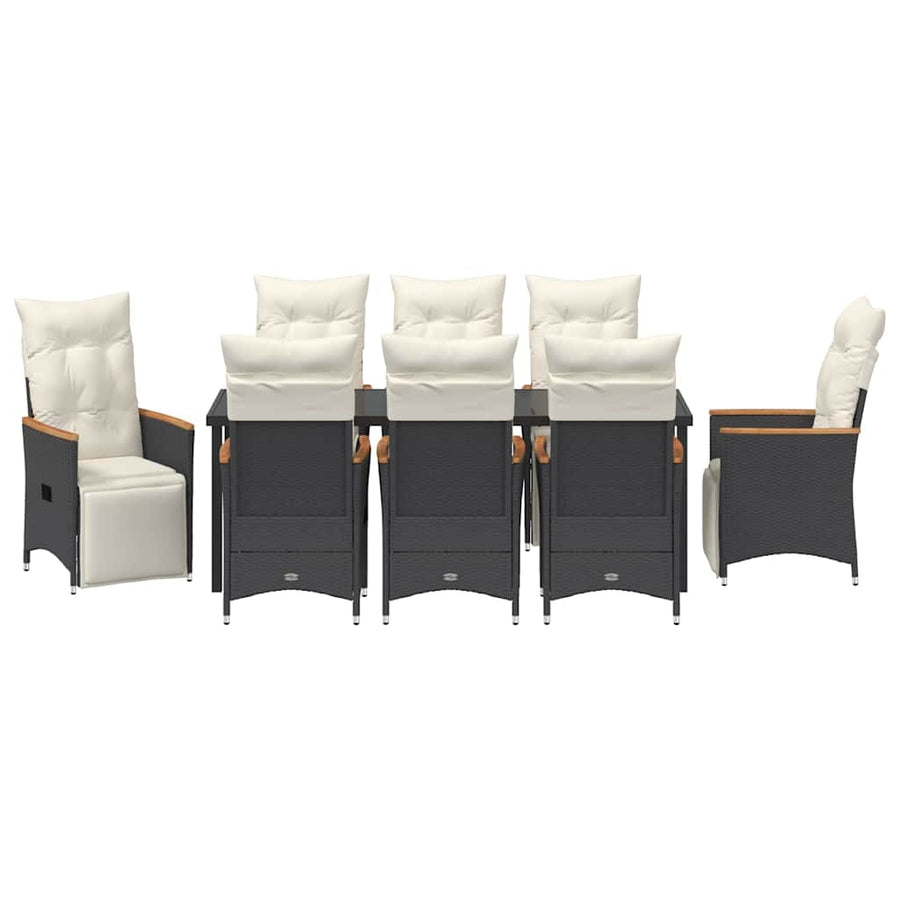 Garden Dining Set 9 pcs Black Poly Rattan